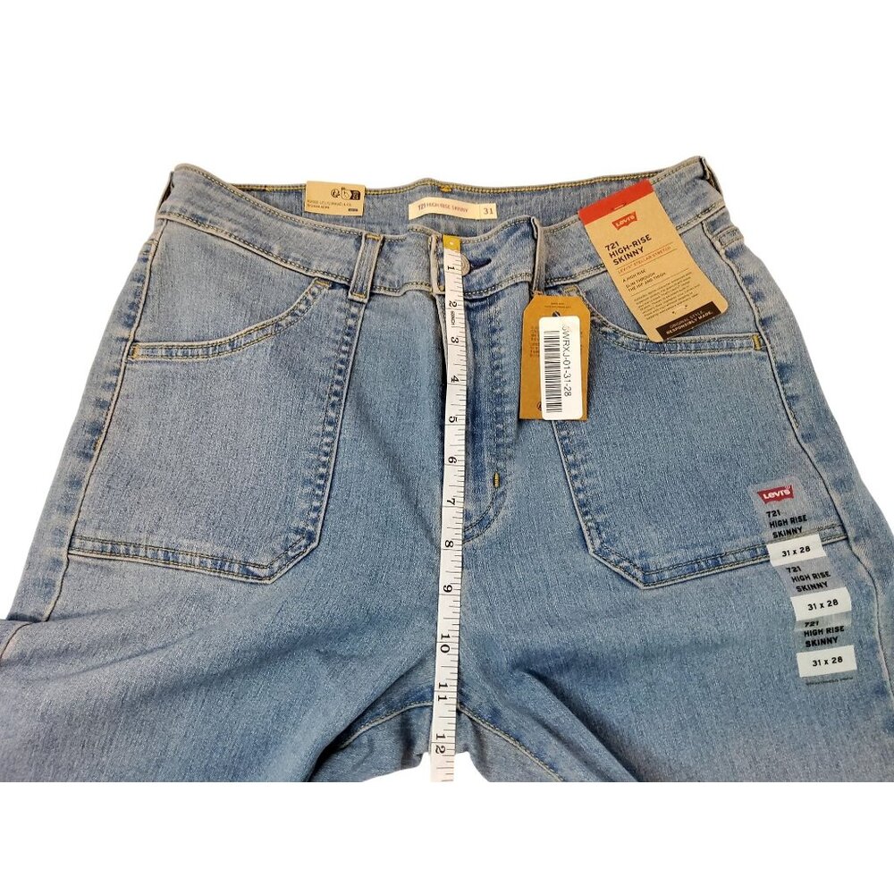 Levis Womens High-Rise Tapered Jeans Size 31x28 Recycled Denim Light Wash - Picture 9 of 13